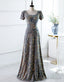 A-Line Square Long Evening Dress with Sequins