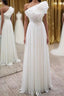 Elegant Ruffles One Shoulder Long Prom Dress, Chiffon Long Formal Dress