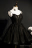 Elegant Black Spaghetti Straps Tulle Short Homecoming Dresses