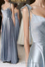 Simple Satin Long Prom Dress, A-Line Spaghetti Straps Evening Dress