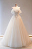 Champange Tulle Long Prom Dress, A-Line Evening Dress