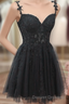 Black Short Sweetheart Tulle Homecoming Dress, Black Short Prom Dress Party Dress