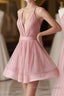 Simple Pink Tulle Short Prom Dress, Pink Cocktail Dress