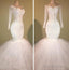 Long Sleeve White Off Shoulder Mermaid Droped Tulle Applique Wedding Dresses