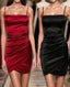 Simple Pleated Red Short Homecoming Dress with Straps