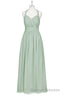 Sage Green Chiffon Halter Backless A-Line Bridesmaid Dress