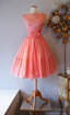 1950S Vintage Ball Gown Homecoming Dresses Crew Neck Coral Mini Short Cocktail Dress