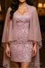 Two-Piece Grey Lace Short Mother of the Bride Dress