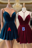 Velvet Homecoming Dress Tie Back Straps Formal Short Prom Dress