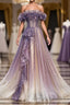 Purple Tulle Sequin Long Prom Dress, Purple Tulle Formal Dress