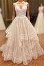 A Line Brush Train Sweetheart Sleeveless Ruffles Appliques Wedding Dress