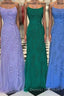 Mermaid Straps Long Lace Prom Dress with Lace-Up Back