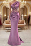 Lilac One Shoulder Mermaid Prom Dress with Beads