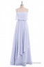 Lavender Chiffon Spaghetti Straps Ruffled A-Line Long Dress