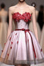 Red Sweetheart Neck Lace Short Prom Dress