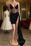 Black V-Neck Sleeveless Short Party Dress With Ruffles Sequins Dress