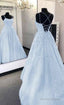 A-Line Light Blue Long Prom Dress Formal Evening Dresses