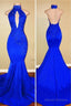Elegant Mermaid High Neck Royal Blue Long Prom Dress