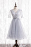 Short Sleeves Silver Short Pink Dress