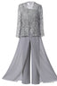 Mother of the Bride Dresses, Lace Chiffon Three-Piece Plus Size Mother of the Bride Pant Suits