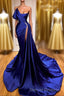 Designer Royal Blue Long Mermaid Prom Dress With Split On Sale