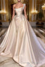 Glamorous One Shoulder Pearl Wedding Dress Overskirt Bridal Gowns On Sale