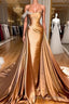 Chic One Shoulder Beaded Mermaid Prom Dress With Court Train