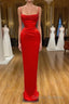Spaghetti starp Front-ruffle Orange Sheath Prom Dress
