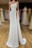 Strapless Creamy White High-split Pleated Long Prom Dress