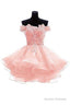 Cute Off The Shoulder Homecoming Dresses, Ivory Lace Beaded Homecoming Dresses