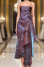 Spaghetti Straps Purple Mermaid Vintage Ruffled Prom Dress