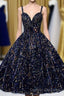 Glitter Spaghetti Straps Cute Short Prom Dress Tight Tea Length Homecoming Dress