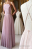 Cute Spaghetti Straps Sleeves Simple Long Prom Dress For Girls
