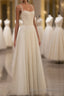 Champagne Tulle Long Prom Dress, Champagne Tulle Formal Dress