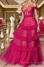 Formal Evening Dress Off the Shoulder Chic A Line Long Prom Dress