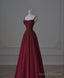 Retro A line Straps Sequin Burgundy Long Party Dress Prom Dresses