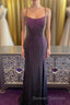 Dark Purple Lace-Up Back Mermaid Prom Dress with Beading