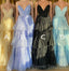 Sparkly Spaghetti Straps Tiered Tulle Prom Dress, New Long Party Gown