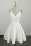 Elegant White V Neck Knee Length Short Prom Dress Homecoming Dress