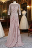 A-line 3/4 Sleeves Chiffon Lace Wedding Party Dress Mother Dress