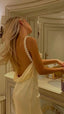 A Line Backless Evening Party Dress Silk Satin Long Prom Dress