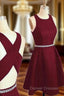 A-line Bateau Sleeveless Short/Mini Homecoming Dress With Beading Bandage