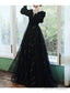 A-Line Bridesmaid Dress Jewel Neck Long Sleeve Elegant Floor Length Tulle / Velvet With Sequin / Bandage