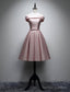 A-Line Bridesmaid Dress Off Shoulder Sleeveless Elegant Tea Length Satin With Bow(S) / Pleats