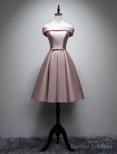 A-Line Bridesmaid Dress Off Shoulder Sleeveless Elegant Tea Length Satin With Bow(S) / Pleats