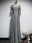 A-Line Bridesmaid Dress Square Neck Half Sleeve Elegant Floor Length Satin With Bow(S) / Beading