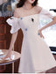 A-Line Bridesmaid Dress Square Neck Short Sleeve Elegant Short / Mini Satin With Bow(S) / Pleats