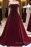 A-Line Burgundy Long Prom Dress, Burgundy Formal Evening Dress