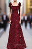 A-Line Burgundy Sequins Straps Prom Dress