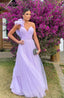 Light Purple A-Line Floor-Length Tulle Long Prom Dress Evening Gown Bridesmaid Dress